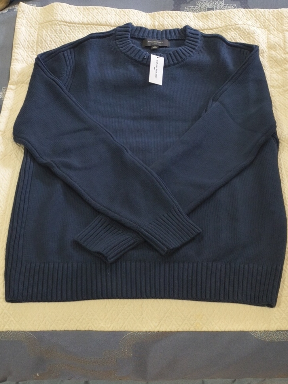 Banana Republic Factory Plaited Crew-Neck 100% Cotton Sweater